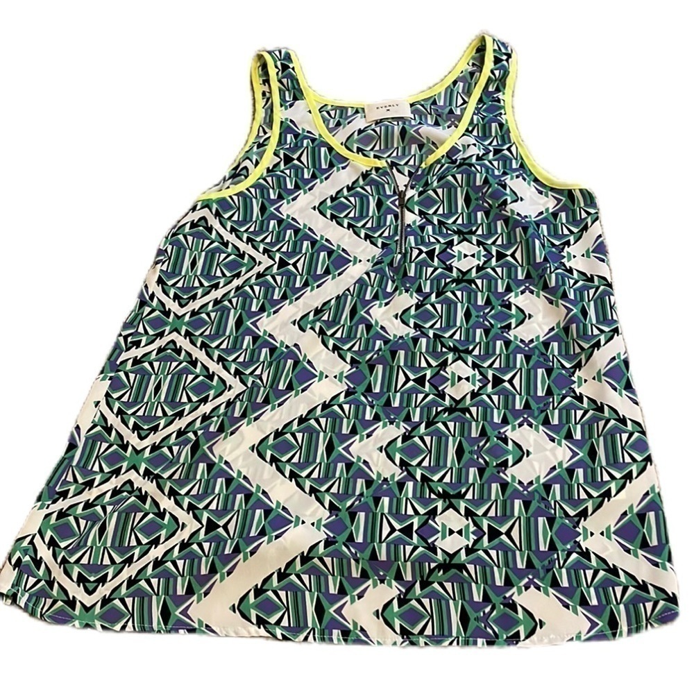 Everly by Anthropologie S patterned tank top with zip up front